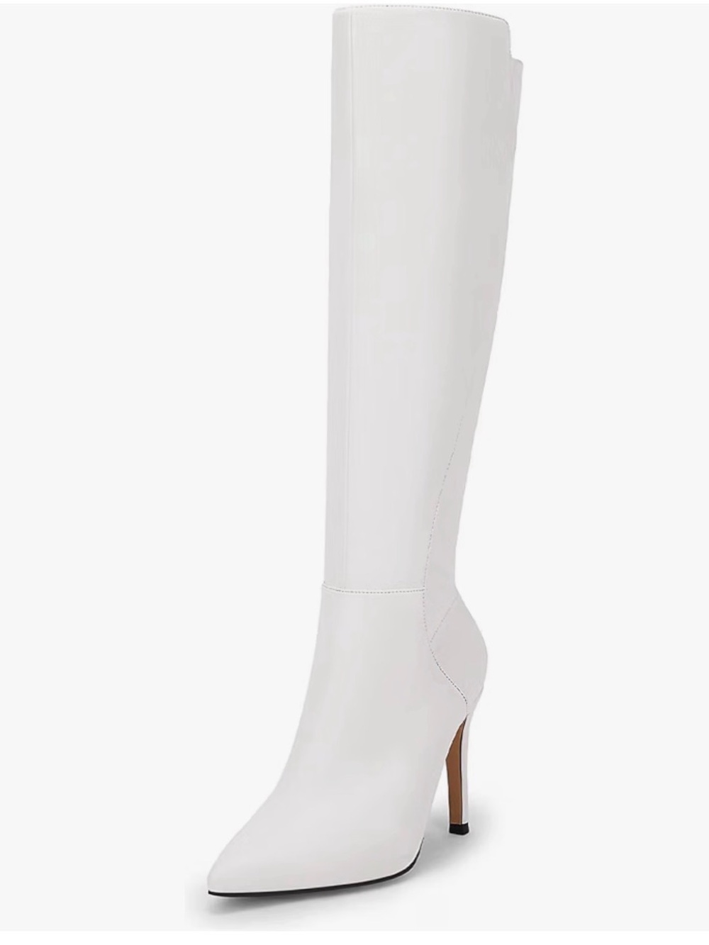 Amazon White Over-the-Knee Pointed-Toe Stiletto Boots